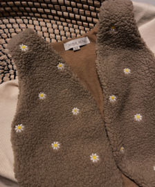 Teddy gilet Bloemetjes bruin