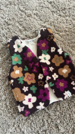 Gilet teddy bloemen bruin