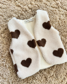 Gilet teddy heart brown