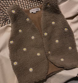 Teddy gilet Bloemetjes bruin