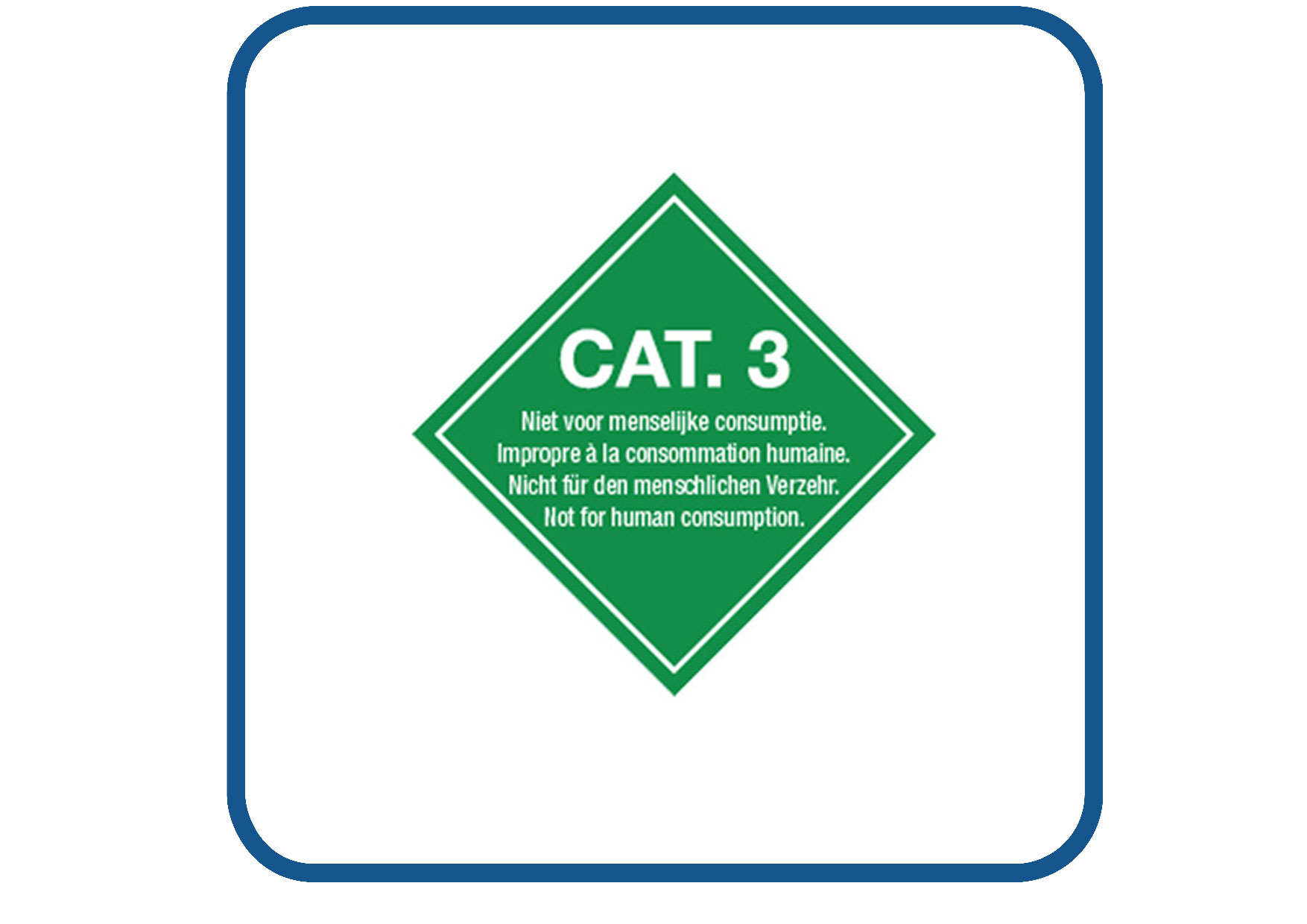 Cat 3 sticker niet voor menselijke consumptie