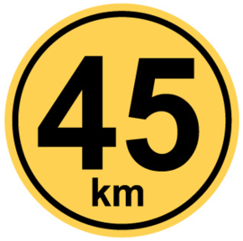 45 km sticker geel-zwart
