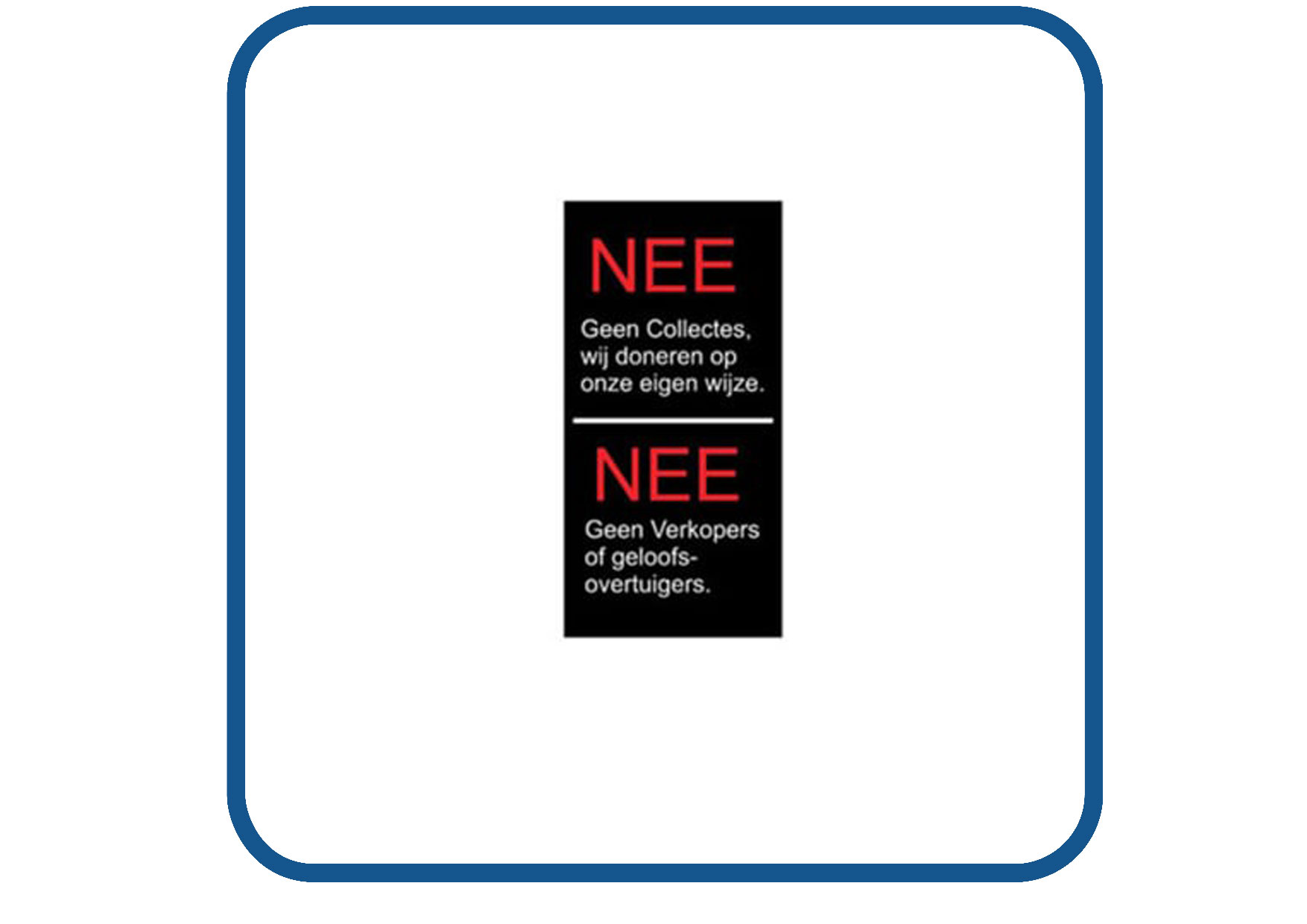 Nee collectes Nee verkopers sticker
