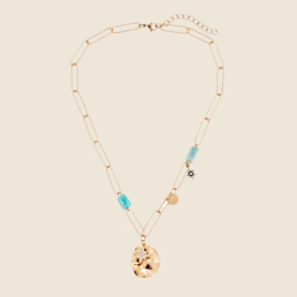 Blue Gemstone necklace - Goud