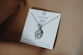 Birthflower necklace zilver - Januari