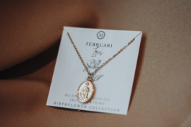 Birthflower necklace Goud - Februari