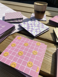 Onderzetter Smiley roze