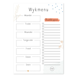 Fries Weekmenu met boodschappenlijstje – A5