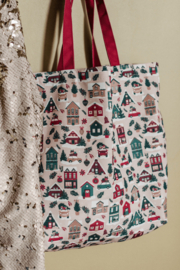 Canvas tas - Kersthuisjes