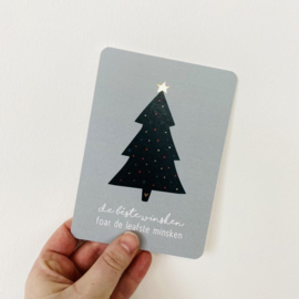 Kerstkaart De bêste winsken – Goudfolie – A6