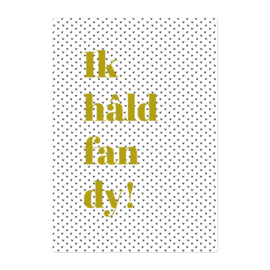 Kaart Ik hâld fan dy – Goudfolie – A5