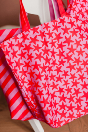 Canvas tas - Stars pink/red