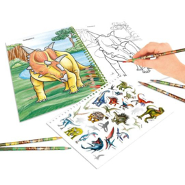 Dino World kleurboek met kleurpotloden