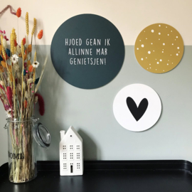 Muurcirkel Hjoed Gean Ik Alinne Mar Genietsjen – Petrol blauw – 30 cm