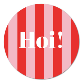 Muurcirkel Hoi! gestreept – 20 cm