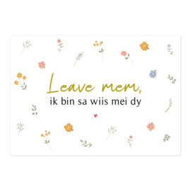 Kaart Leave mem, ik bin sa wiis mei dy – Goudfolie – A5