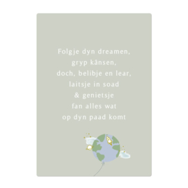 Kaart Folgje dyn dreamen – Goudfolie – A5