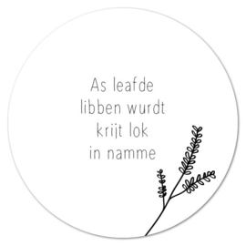 Muurcirkel As Leafde Libben Wurdt – Wit – 20 cm