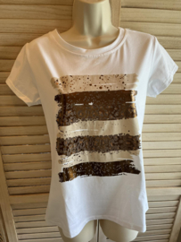 T-shirt beige print