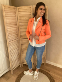 Oranje blazer/vest in daim