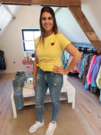 T-shirt geel met hartje