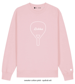 Padel racket met sierlijke naam en bal op mouw sweater - hoodie