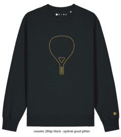 Padel racket met naam en bal op mouw sweater - hoodie