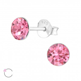 Oorstekers 925 Sterling zilver SWAROVSKI round rose