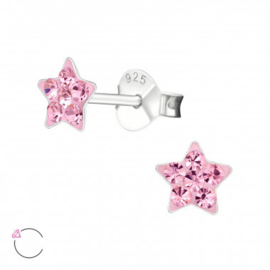 Oorstekers 925 Sterling zilver SWAROVSKI star Light Rose