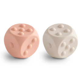 Mushie Dobbelsteen Siliconen Blush/Shifting Sands (2 stuks)