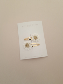 Flower White Gold clip middel (2 stuks)