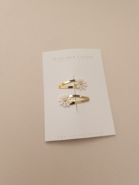 Small Flower White-beige clip klein (2 stuks)