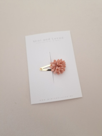 Pink flower clip klein (1 stuk)