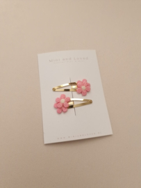 Small Flower Bright Pink clip middel (3 stuks)