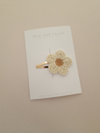 Teddy flower Off-white clip middel (1 stuk)