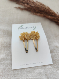 Yellow flower clip middel (2 stuks)