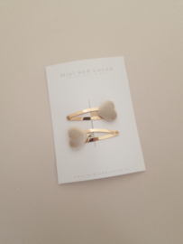 Heart clip Beige middel (2 stuks)