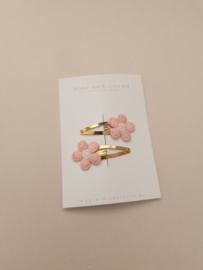 Jasmine Pink flower clip middel (2 stuks)