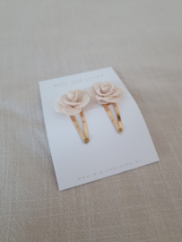 Rose beige clip middel (2 stuks)