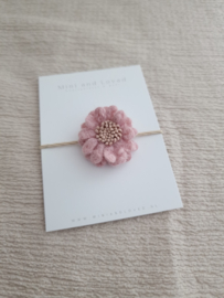 Haarelastiek | Pink Woolly Flower