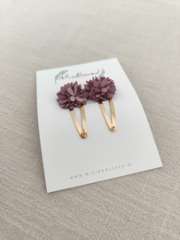 Purple flower clip middel (2 stuks)