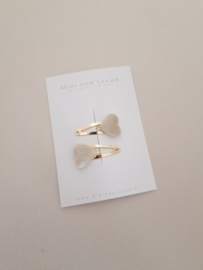 Heart clip Beige klein (2 stuks)