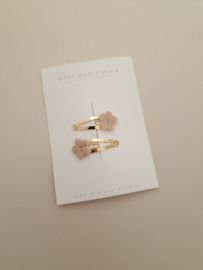 Mini pluche beige clip (2 stuks)