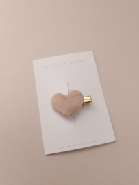 Pluche heart line beige klein