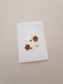 Mini pluche brown clip (2 stuks)