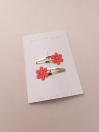 Bloss fluor pink flower clip middel (2 stuks)