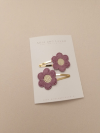 Flower Amélie Purple clip middel (2 stuks)