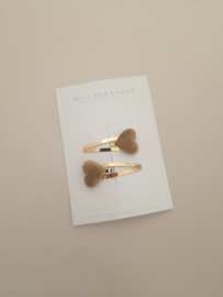 Heart clip Light Brown middel (2 stuks)