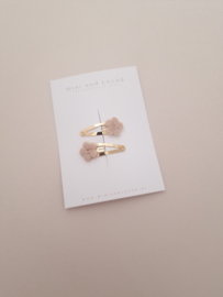 Mini pluche beige clip (2 stuks)
