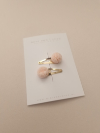 Pompom Lace Peach Pink klein (2 stuks)